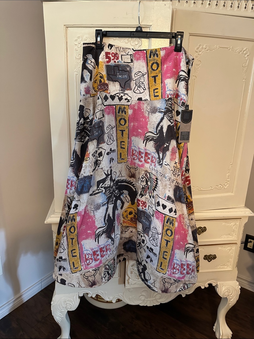 Double D Ranch Girls Graphic Skirt in Pink, Yellow, Black, Blue